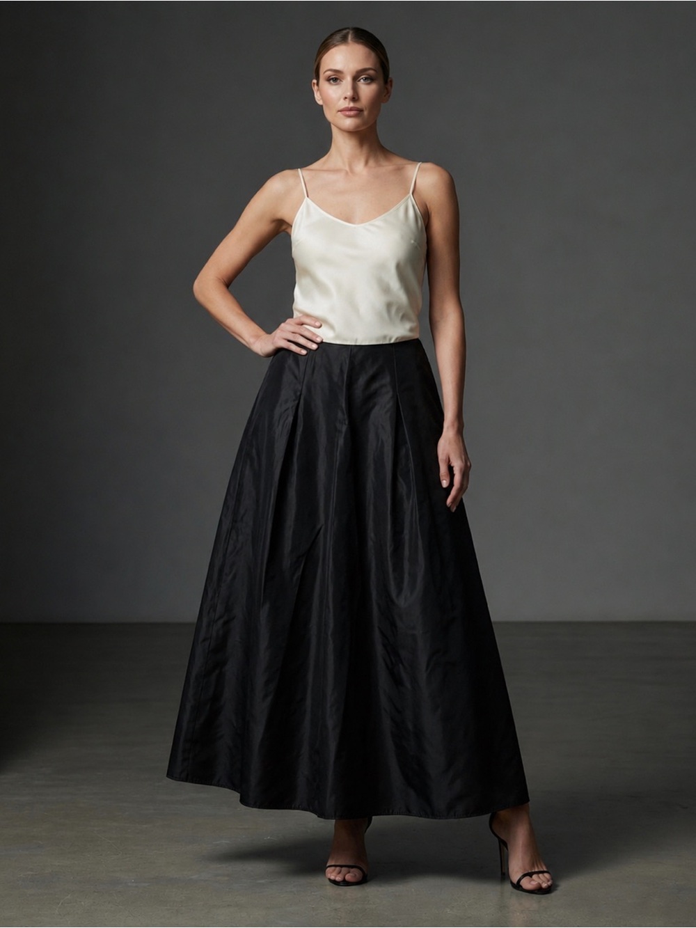 Scott McClintock Vintage Black Taffeta Maxi Skirt Sz 10 Goth Prom Y2K Minimalist